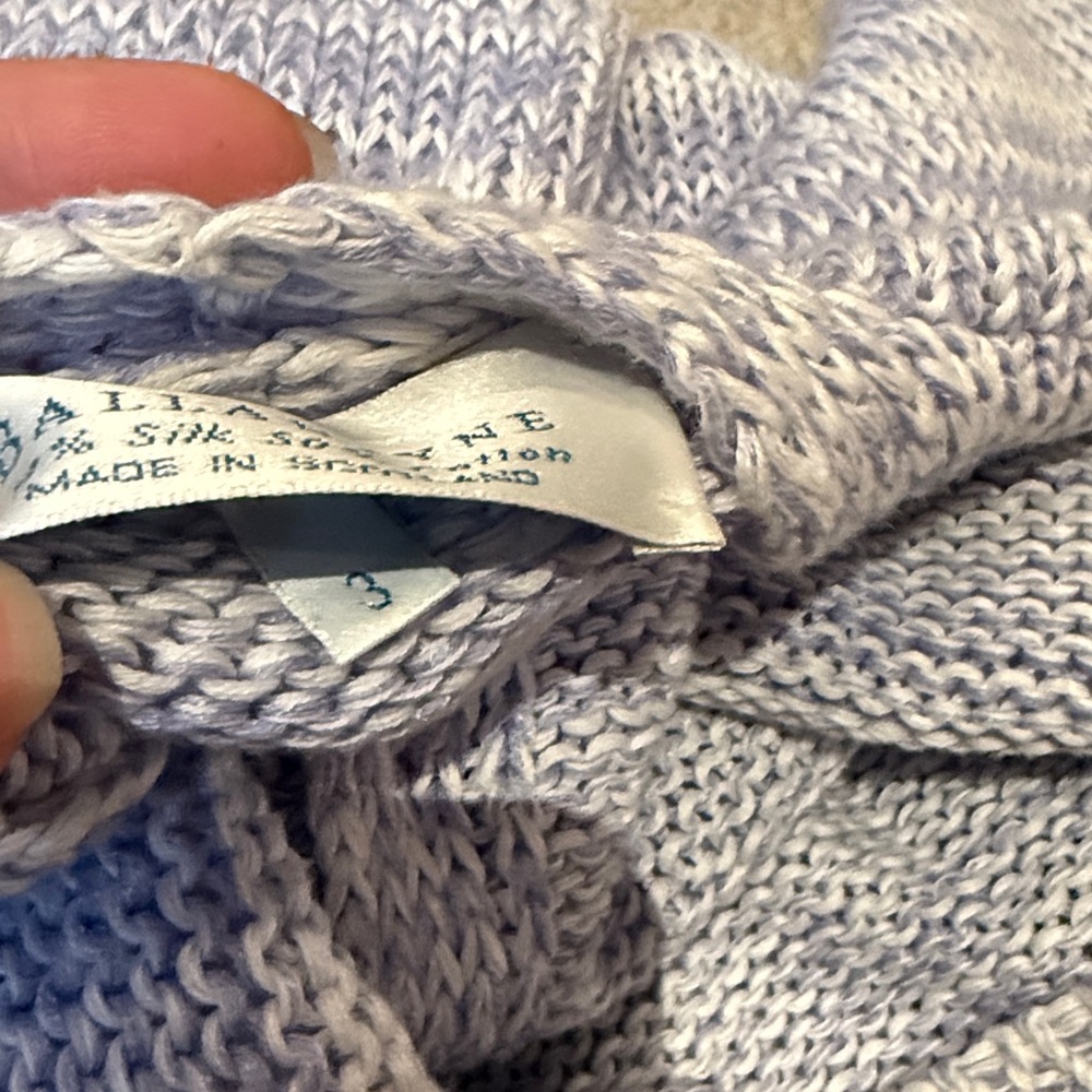 Ballantyne Scotland Silk Cotton Cardi Lavender Marled Knit Luxury Minimalist M - Picture 7 of 7